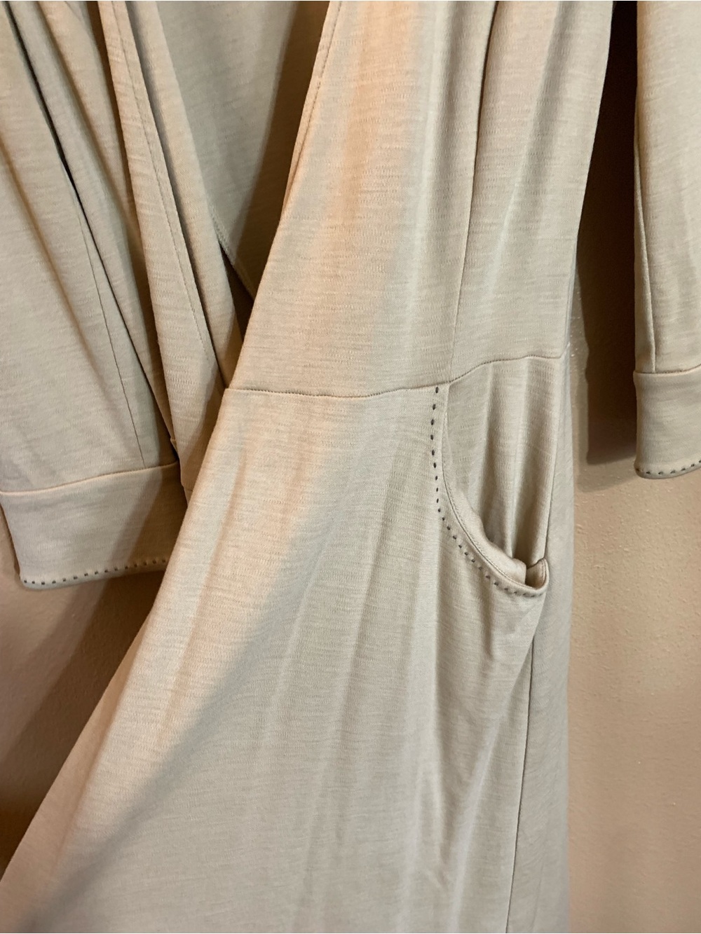 Diane von Furstenberg Camel Wrap Dress with Stitch Collar Detail - Size 6 - Picture 6 of 13